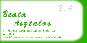 beata asztalos business card